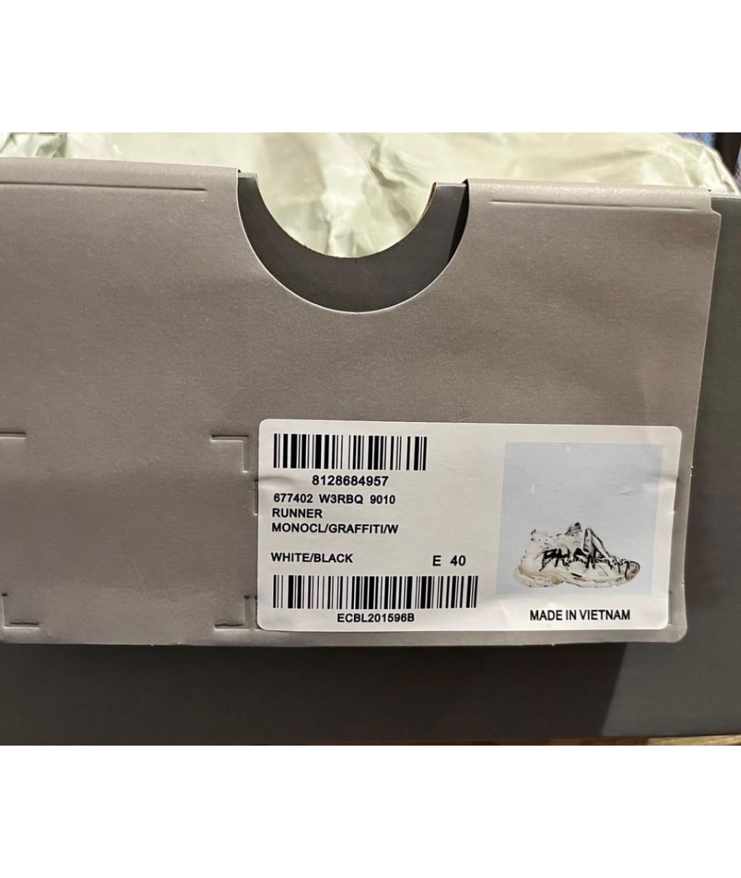 BALENCIAGA Белые низкие кроссовки / кеды из искусственной кожи, фото 8