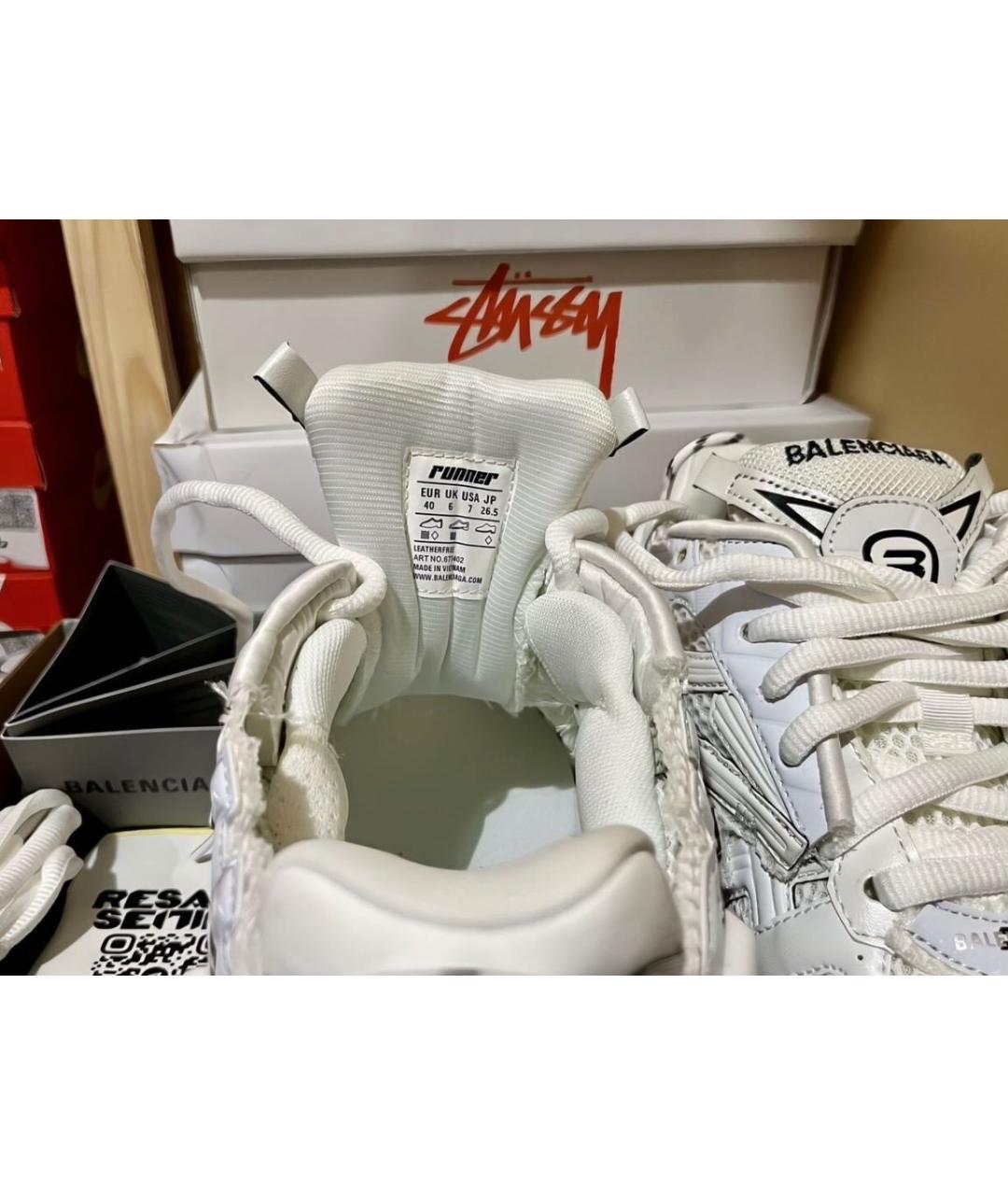 BALENCIAGA Белые низкие кроссовки / кеды из искусственной кожи, фото 7