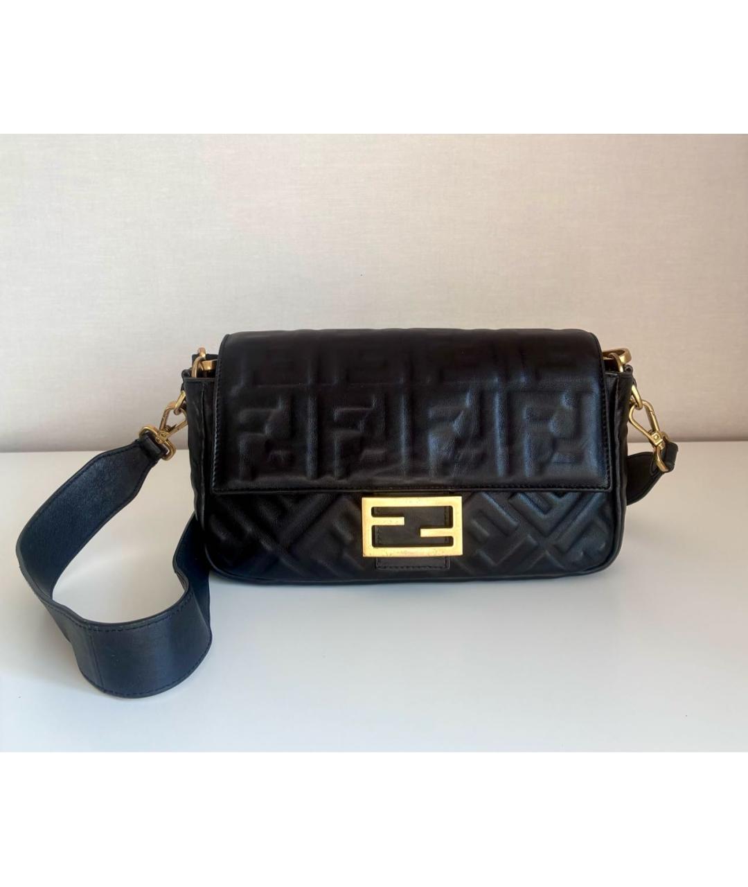 FENDI Черная кожаная сумка через плечо, фото 5