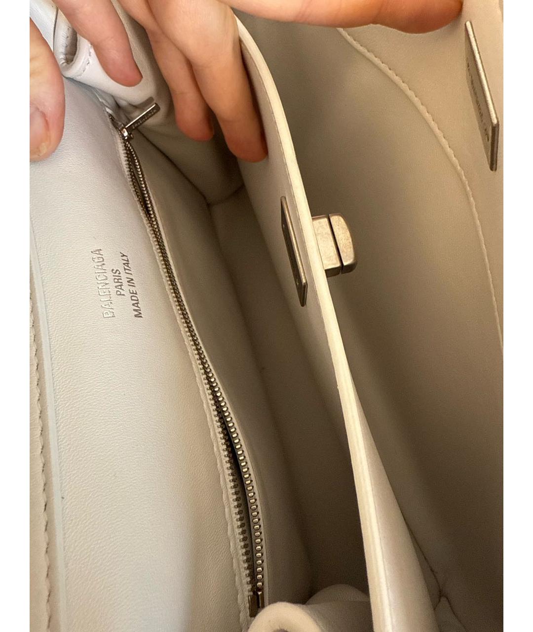 BALENCIAGA Белая кожаная сумка через плечо, фото 6