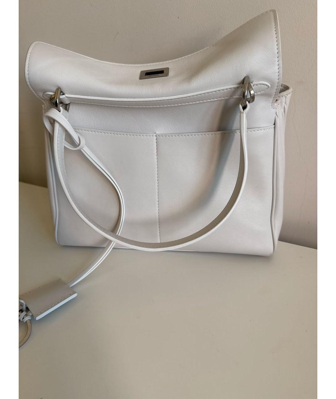 BALENCIAGA Белая кожаная сумка через плечо, фото 3