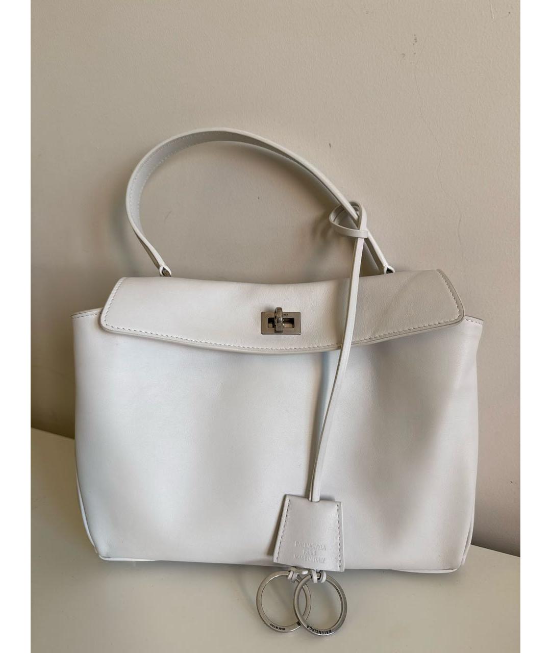 BALENCIAGA Белая кожаная сумка через плечо, фото 9