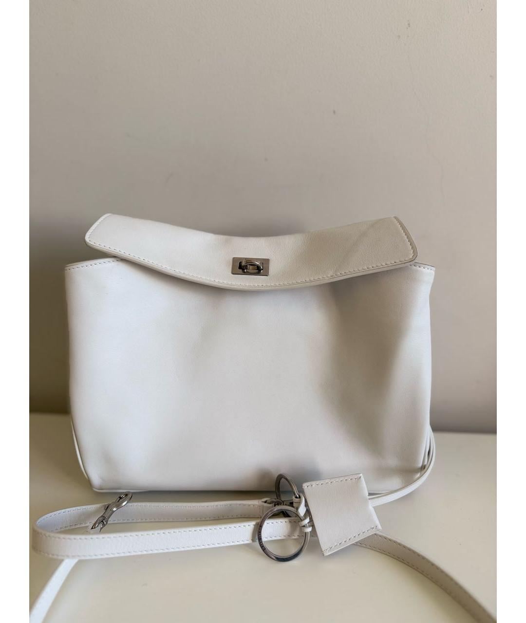 BALENCIAGA Белая кожаная сумка через плечо, фото 2