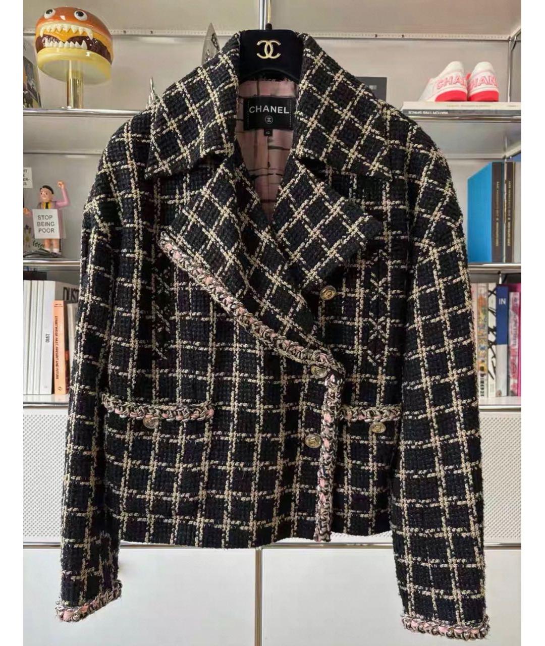 CHANEL Черный твидовый жакет/пиджак, фото 6