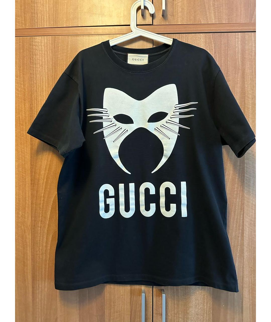 GUCCI Черная хлопковая футболка, фото 7