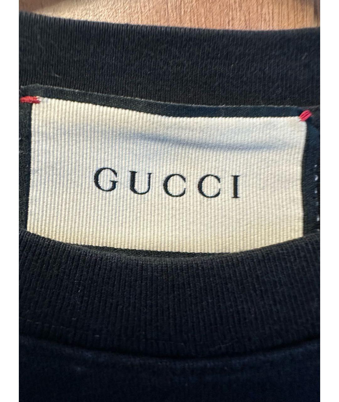 GUCCI Черная хлопковая футболка, фото 3