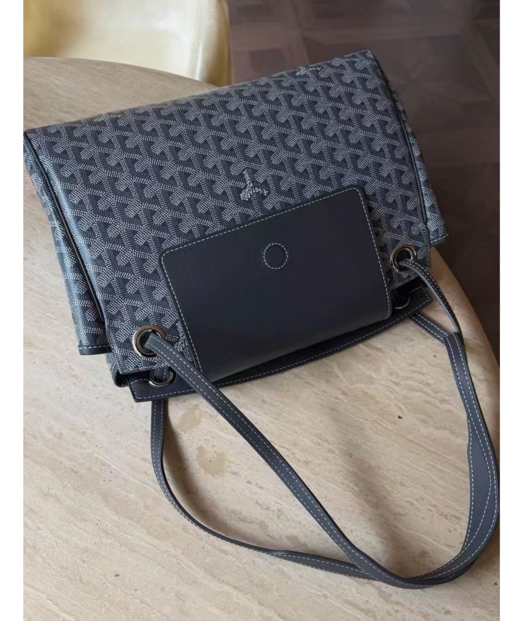 GOYARD Серая кожаная сумка с короткими ручками, фото 2