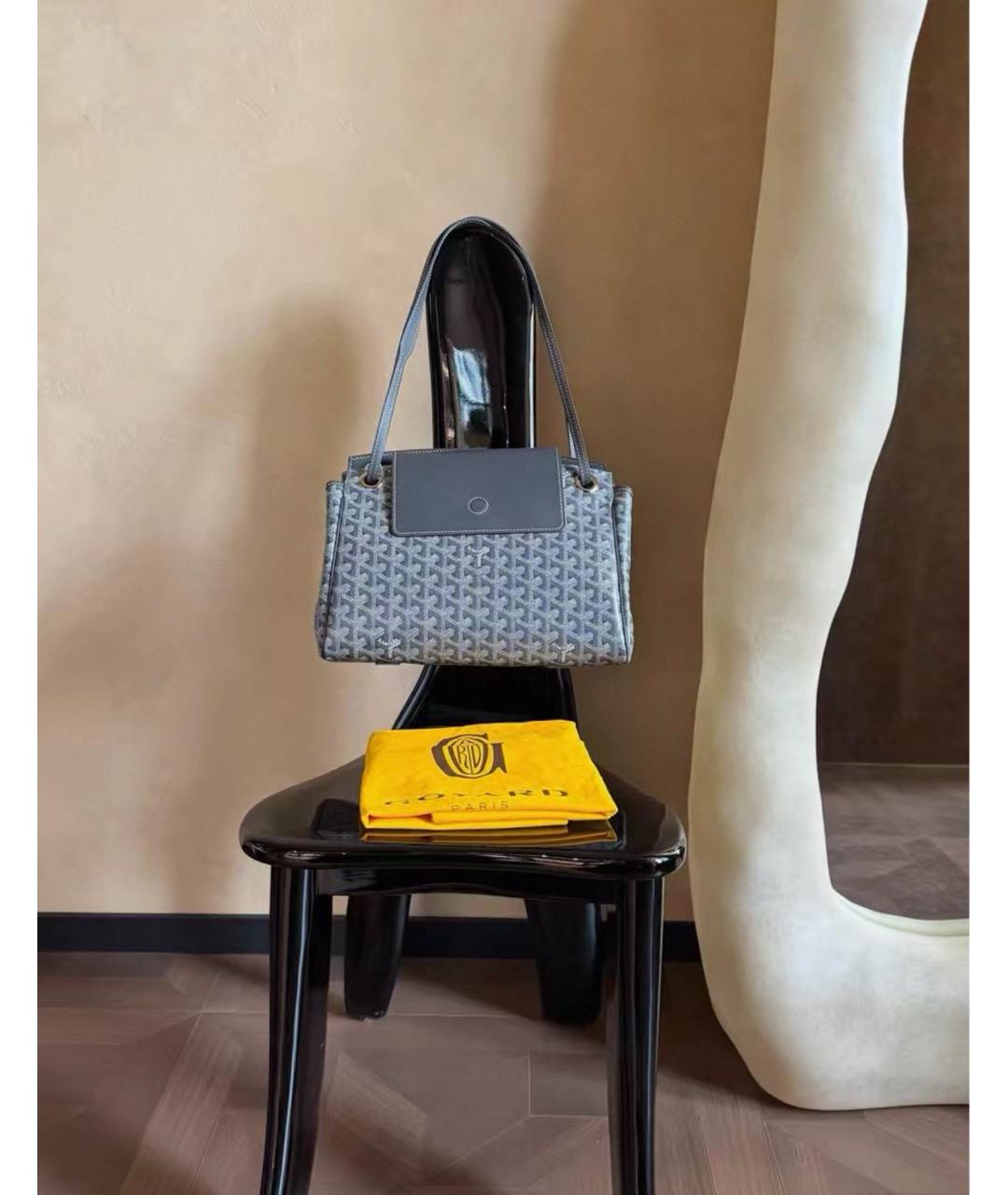 GOYARD Серая кожаная сумка с короткими ручками, фото 3