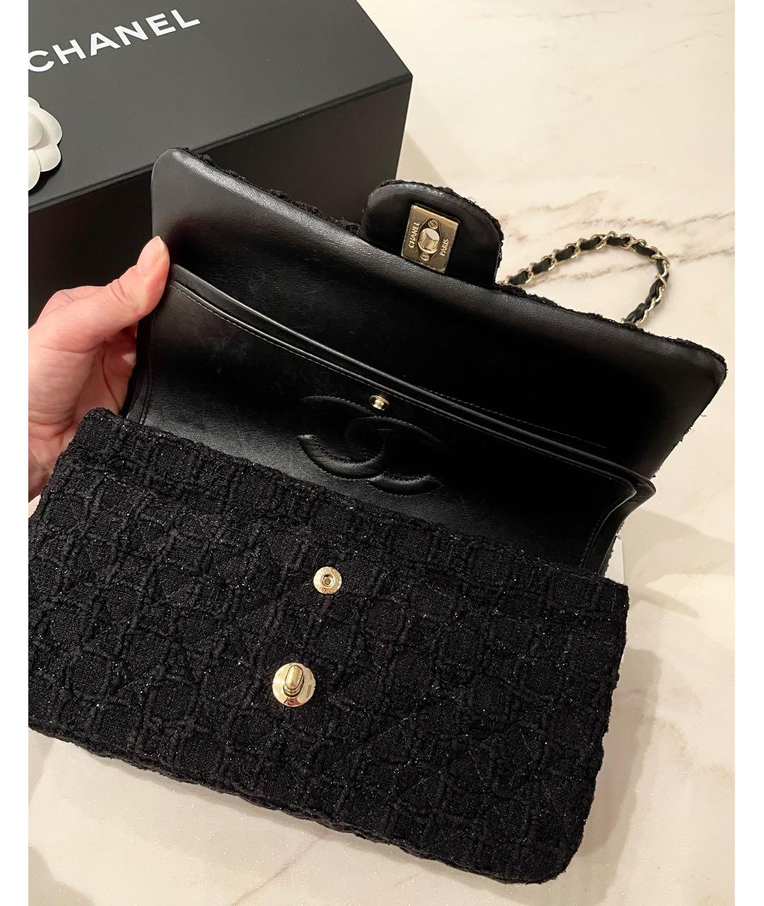 CHANEL Черная твидовая сумка через плечо, фото 7