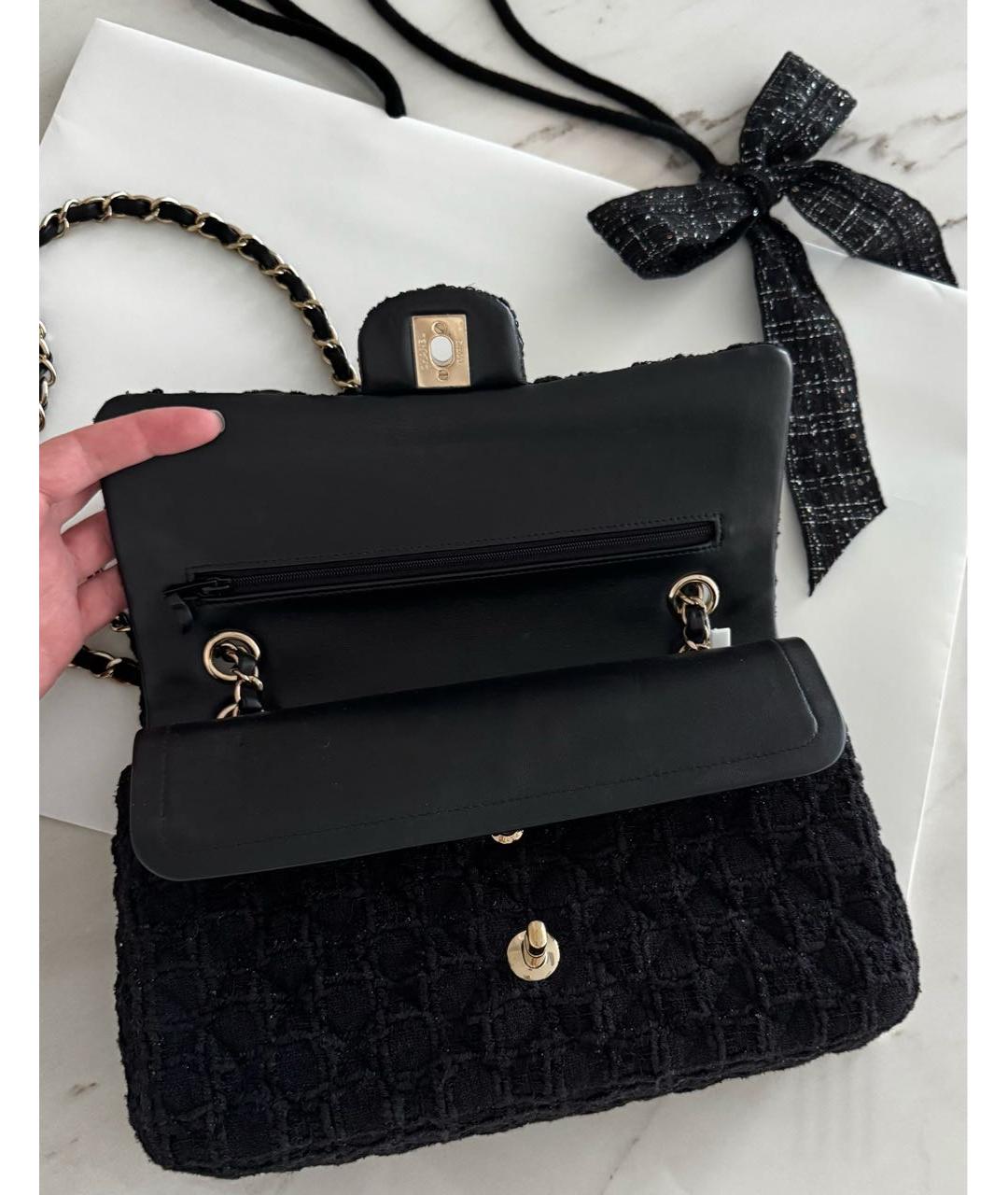 CHANEL Черная твидовая сумка через плечо, фото 3