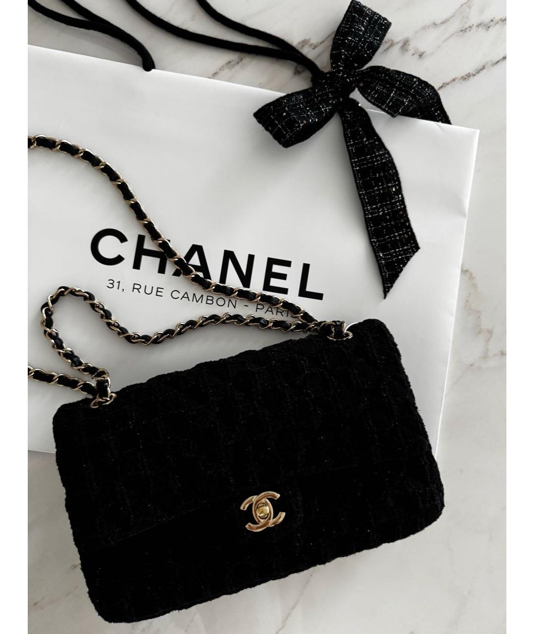 CHANEL Черная твидовая сумка через плечо, фото 5