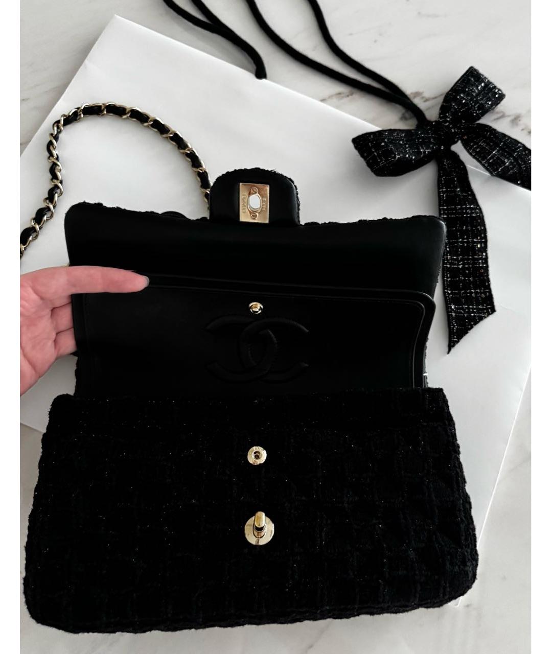 CHANEL Черная твидовая сумка через плечо, фото 4