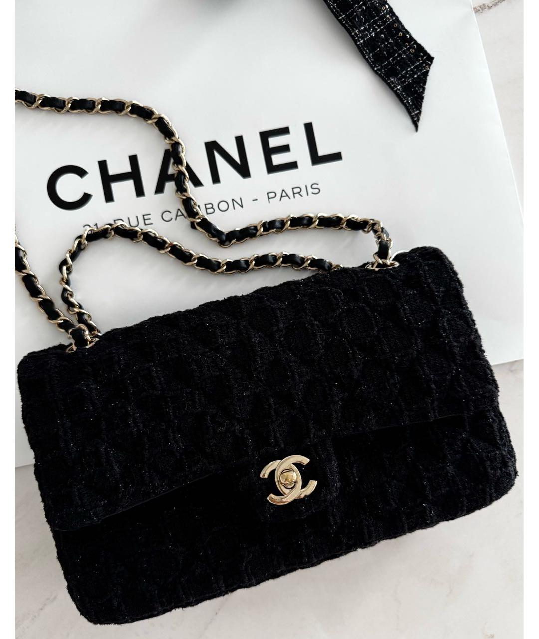 CHANEL Черная твидовая сумка через плечо, фото 2