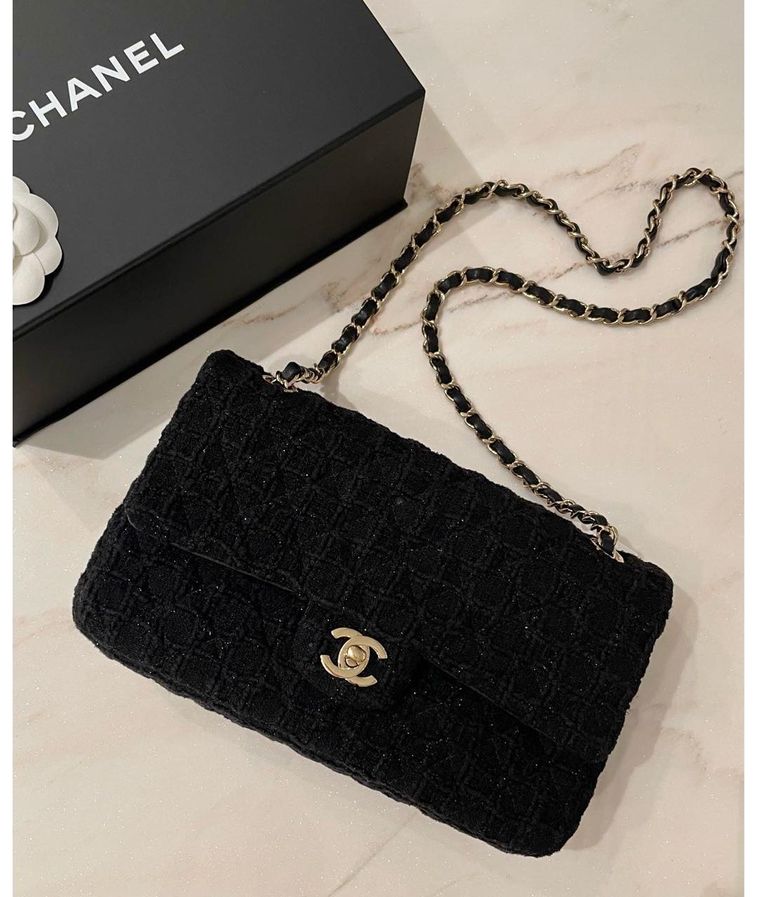 CHANEL Черная твидовая сумка через плечо, фото 4