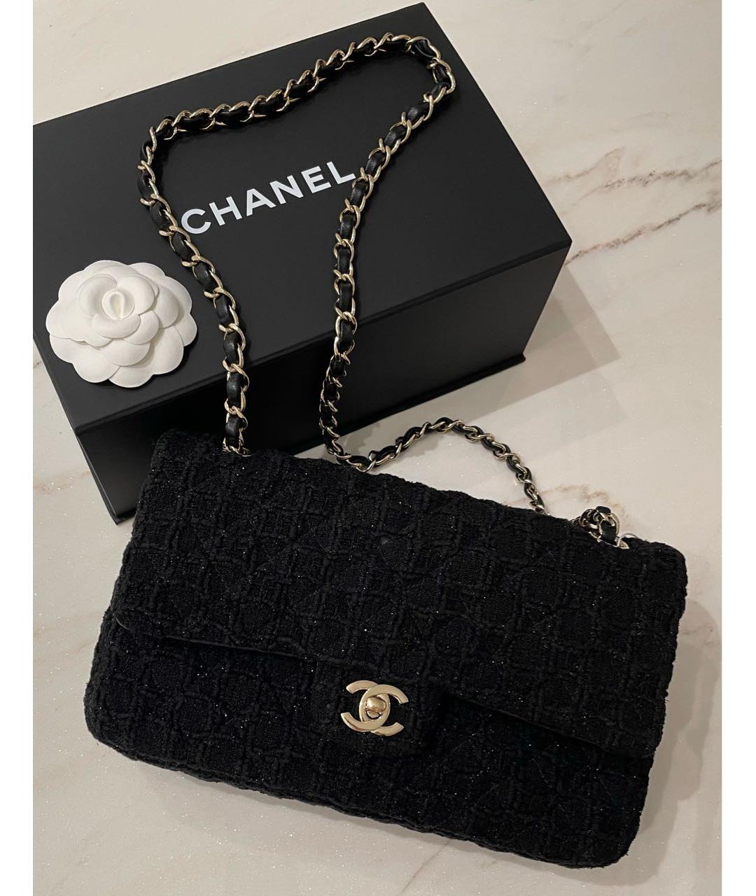 CHANEL Черная твидовая сумка через плечо, фото 2