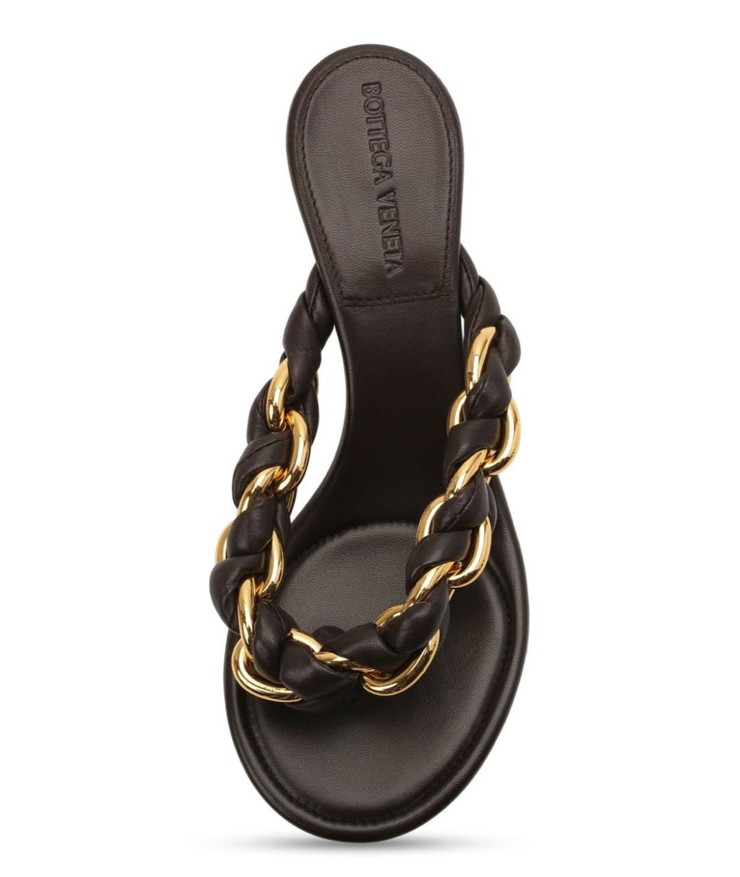 BOTTEGA VENETA Коричневые кожаные босоножки, фото 4