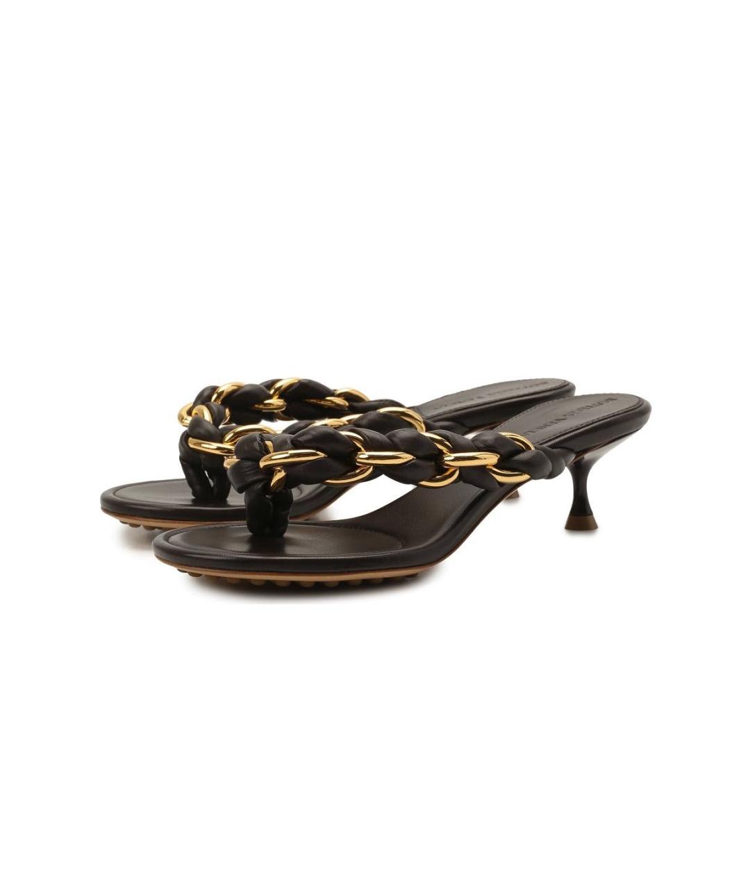 BOTTEGA VENETA Коричневые кожаные босоножки, фото 2