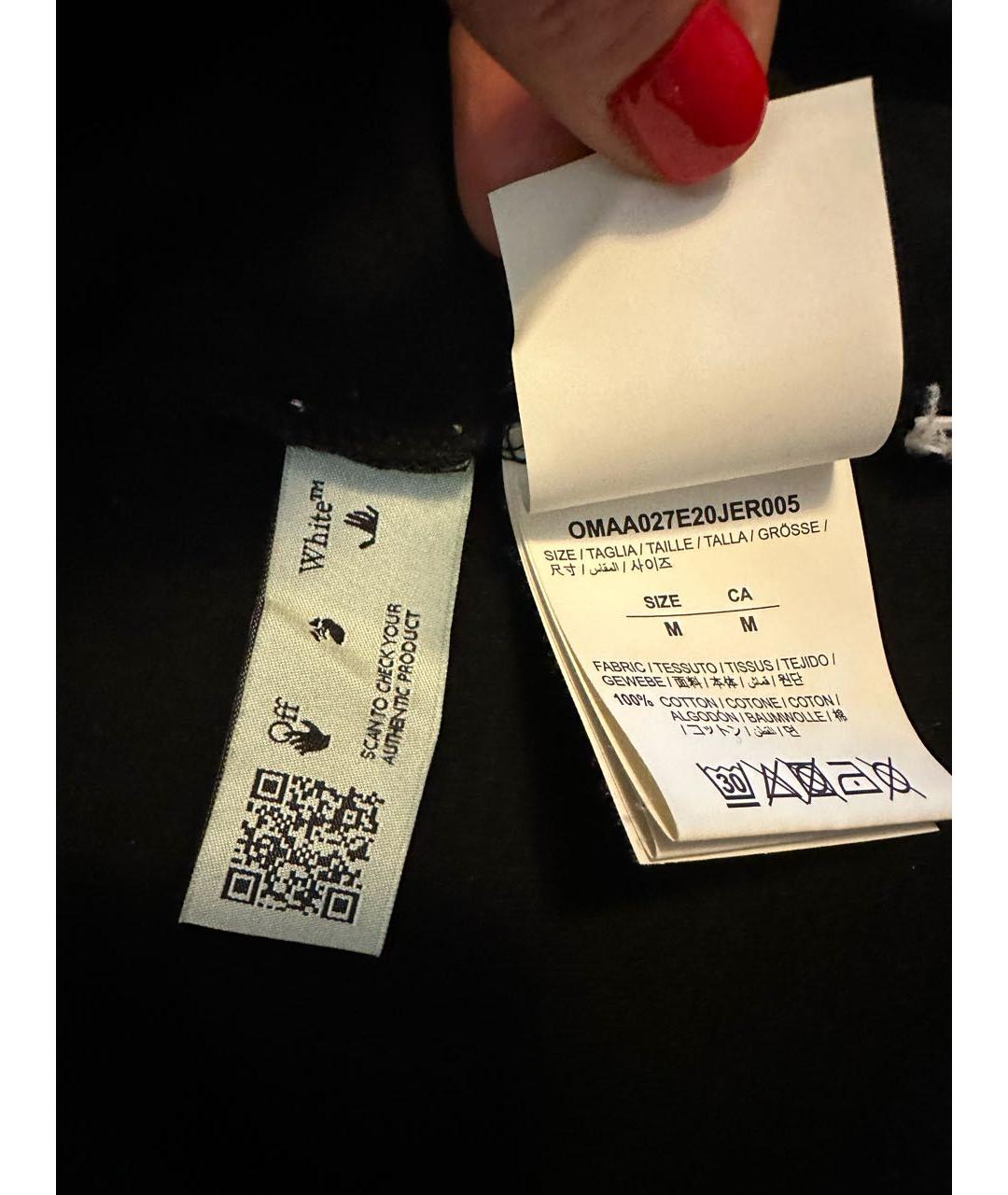 OFF-WHITE Черная хлопковая футболка, фото 5