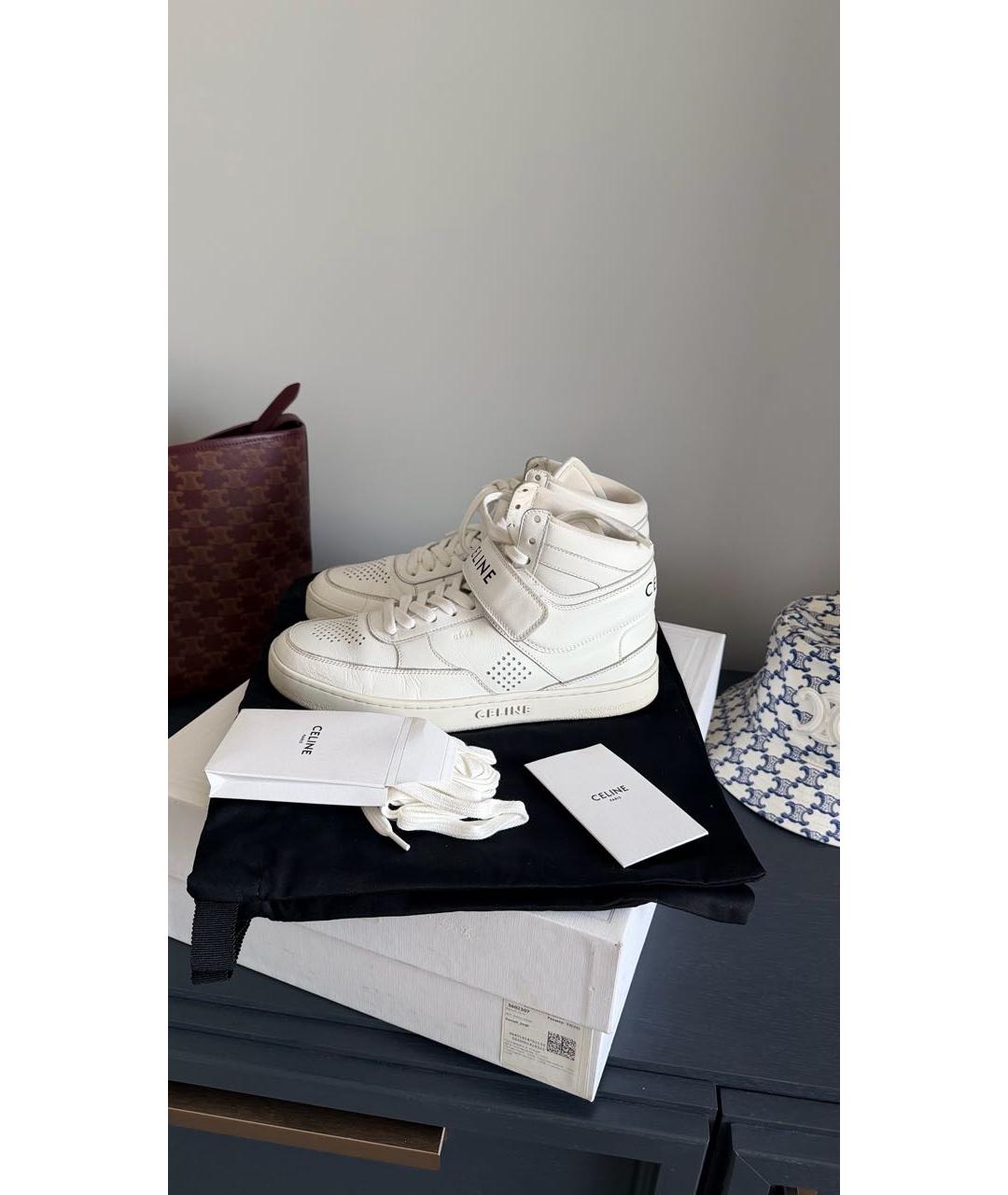 CELINE Белые кожаные кроссовки, фото 8