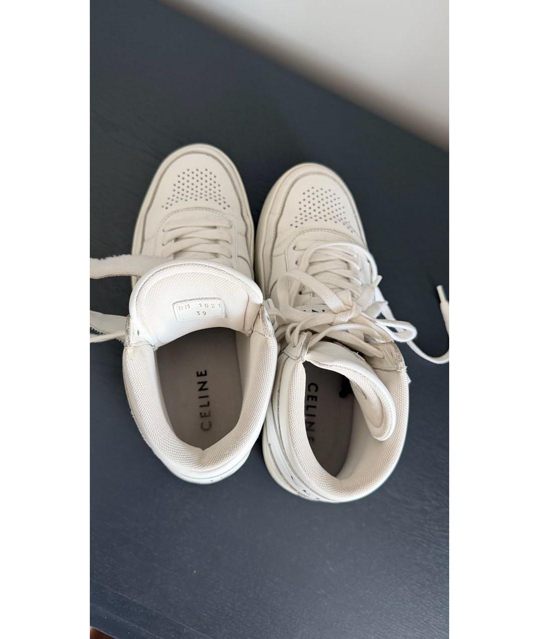 CELINE Белые кожаные кроссовки, фото 6