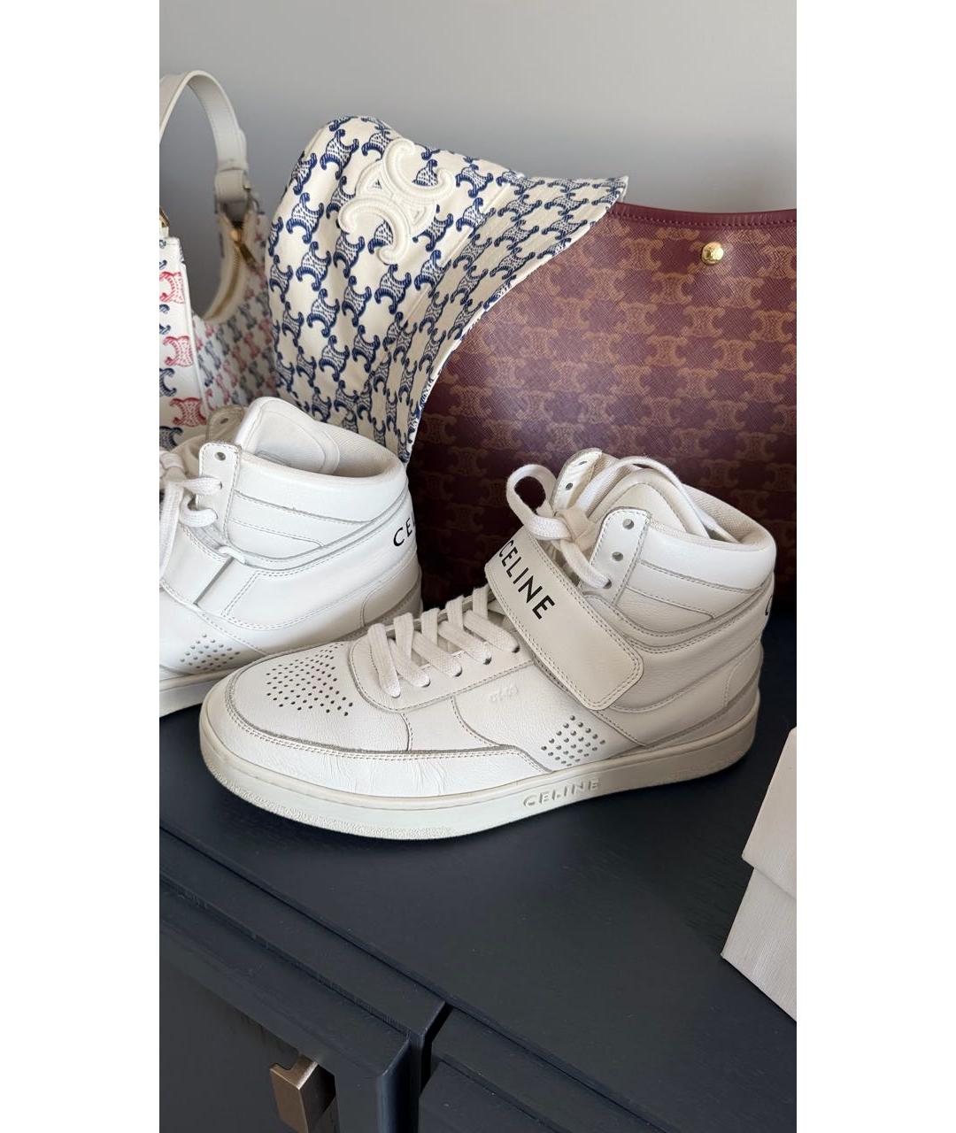 CELINE Белые кожаные кроссовки, фото 7