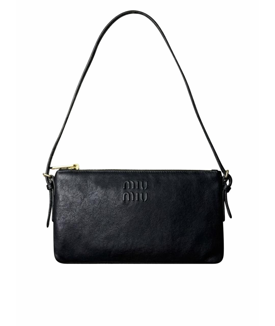 MIU MIU Черная кожаная сумка через плечо, фото 1