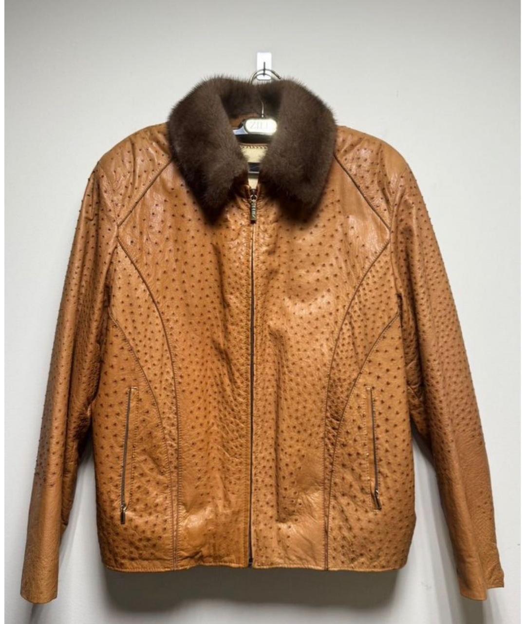 ZILLI Оранжевая кожаная куртка, фото 7