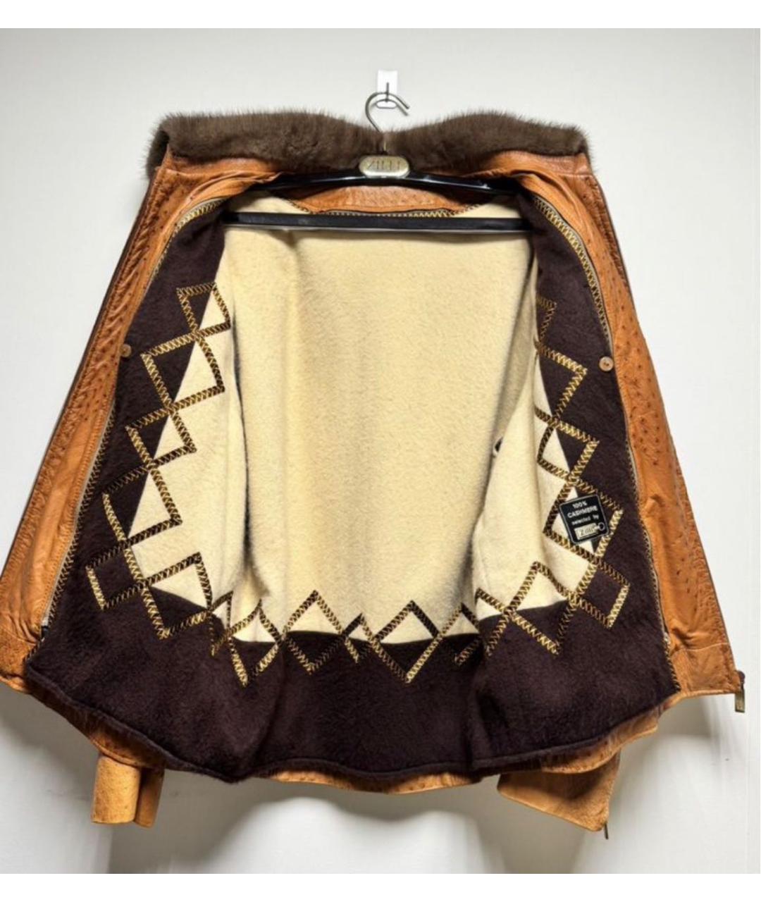 ZILLI Оранжевая кожаная куртка, фото 4