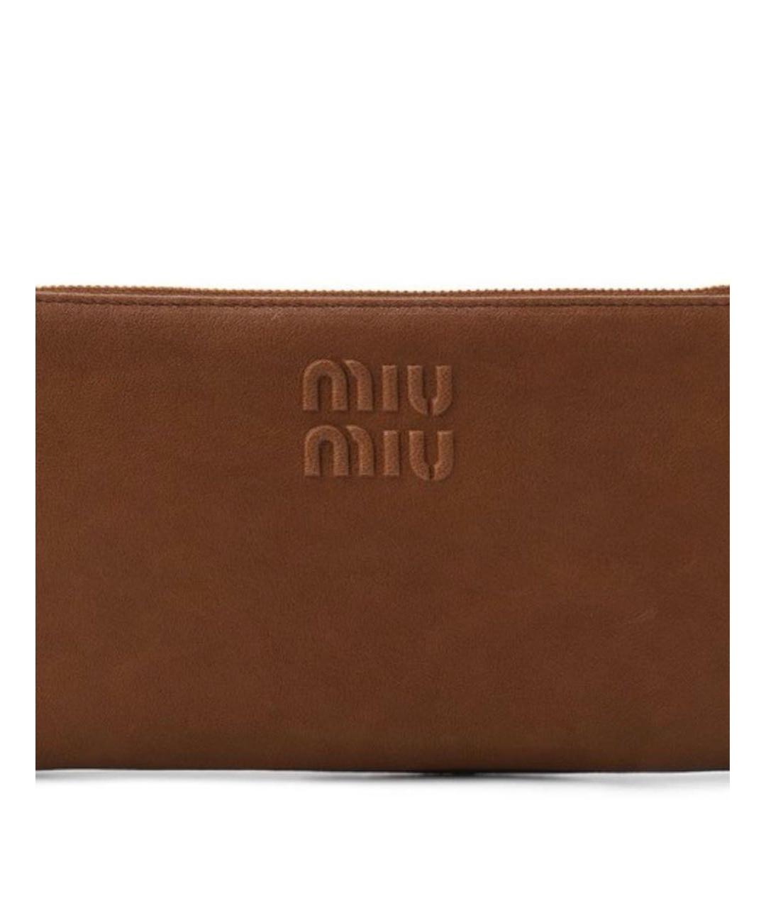 MIU MIU Коричневая кожаная сумка с короткими ручками, фото 3