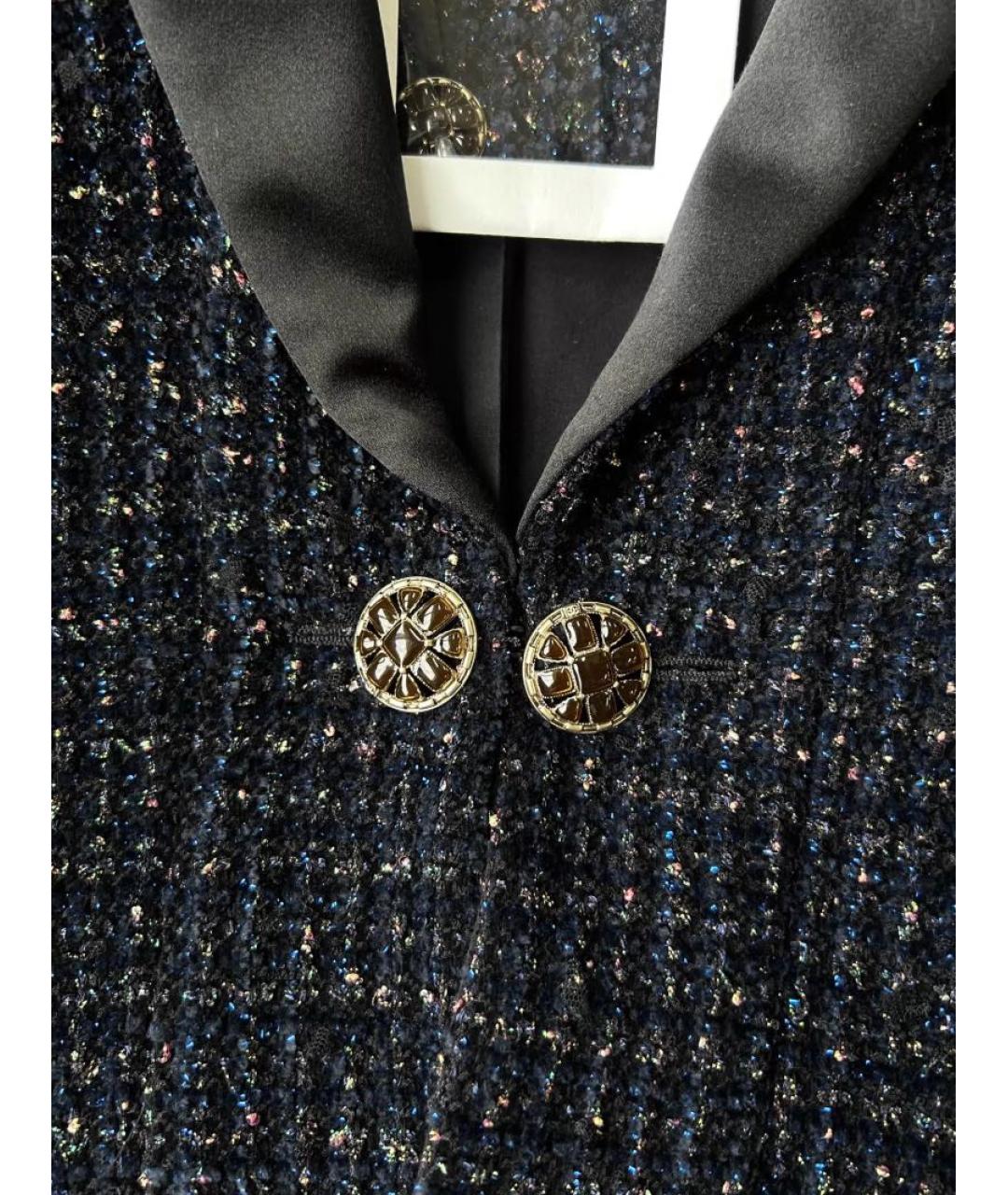 CHANEL Темно-синий твидовый жакет/пиджак, фото 5