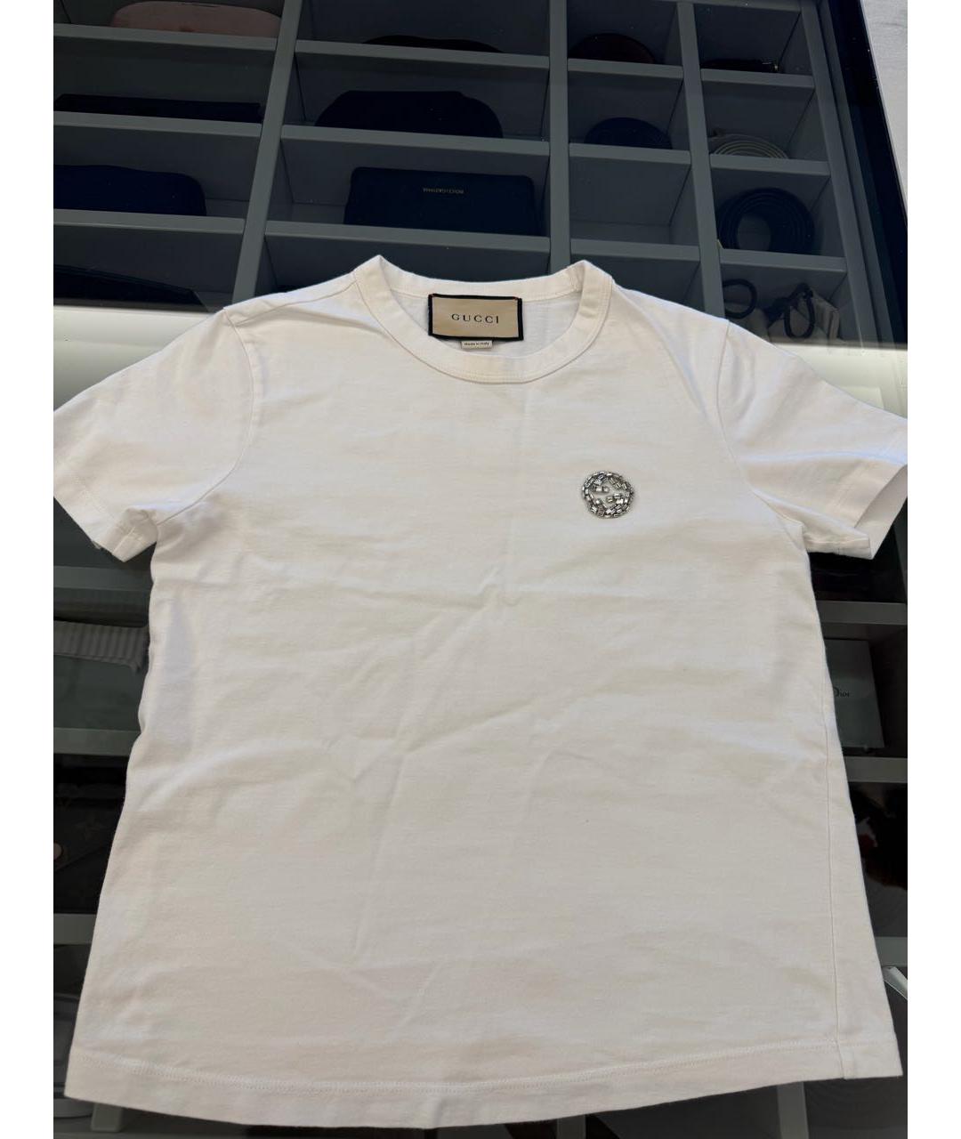 GUCCI Белая хлопковая футболка, фото 2