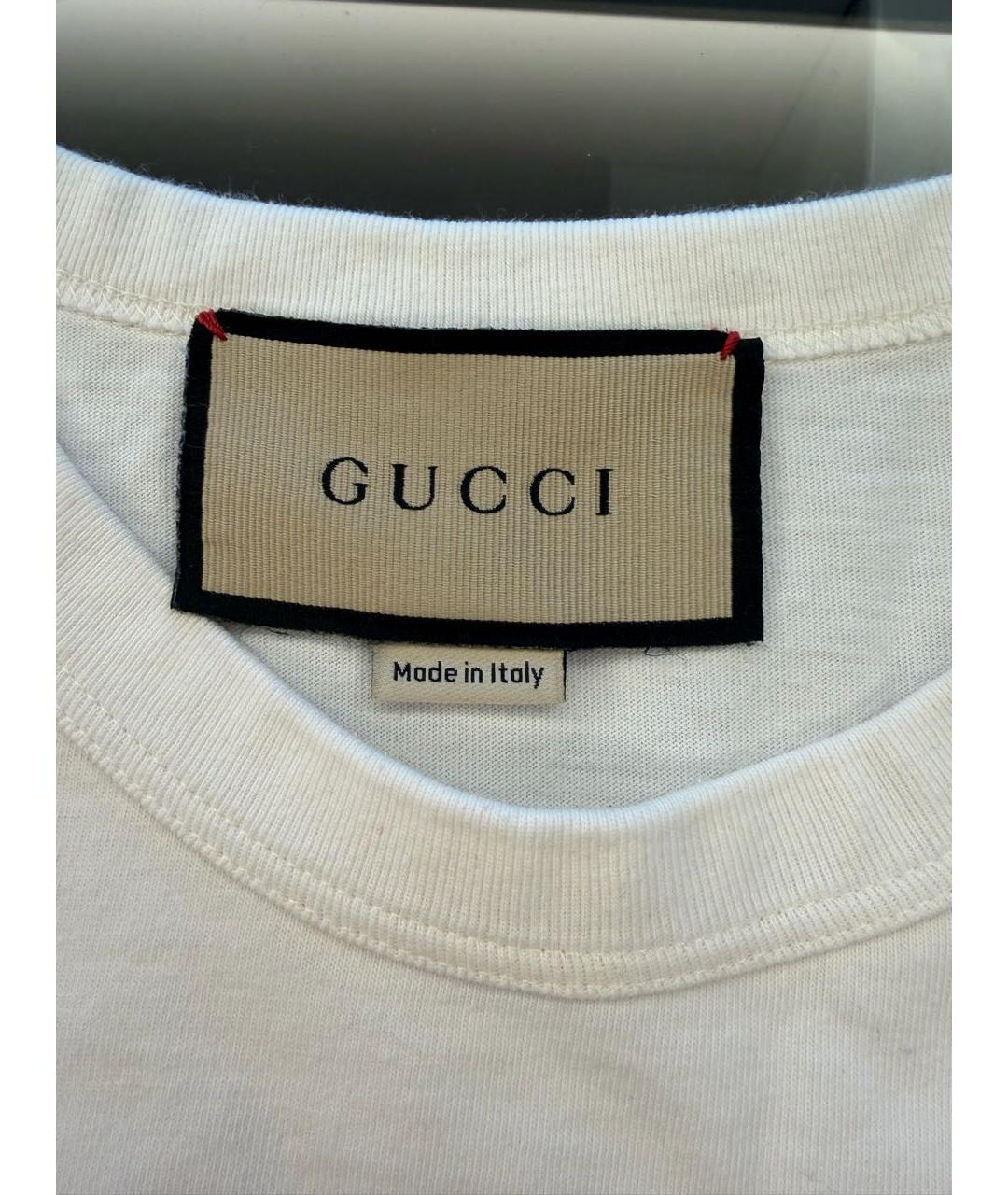 GUCCI Белая хлопковая футболка, фото 4