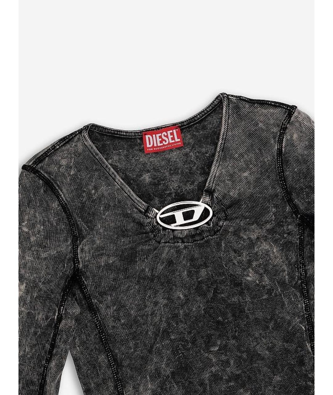 DIESEL Черный хлопко-эластановый джемпер / свитер, фото 2