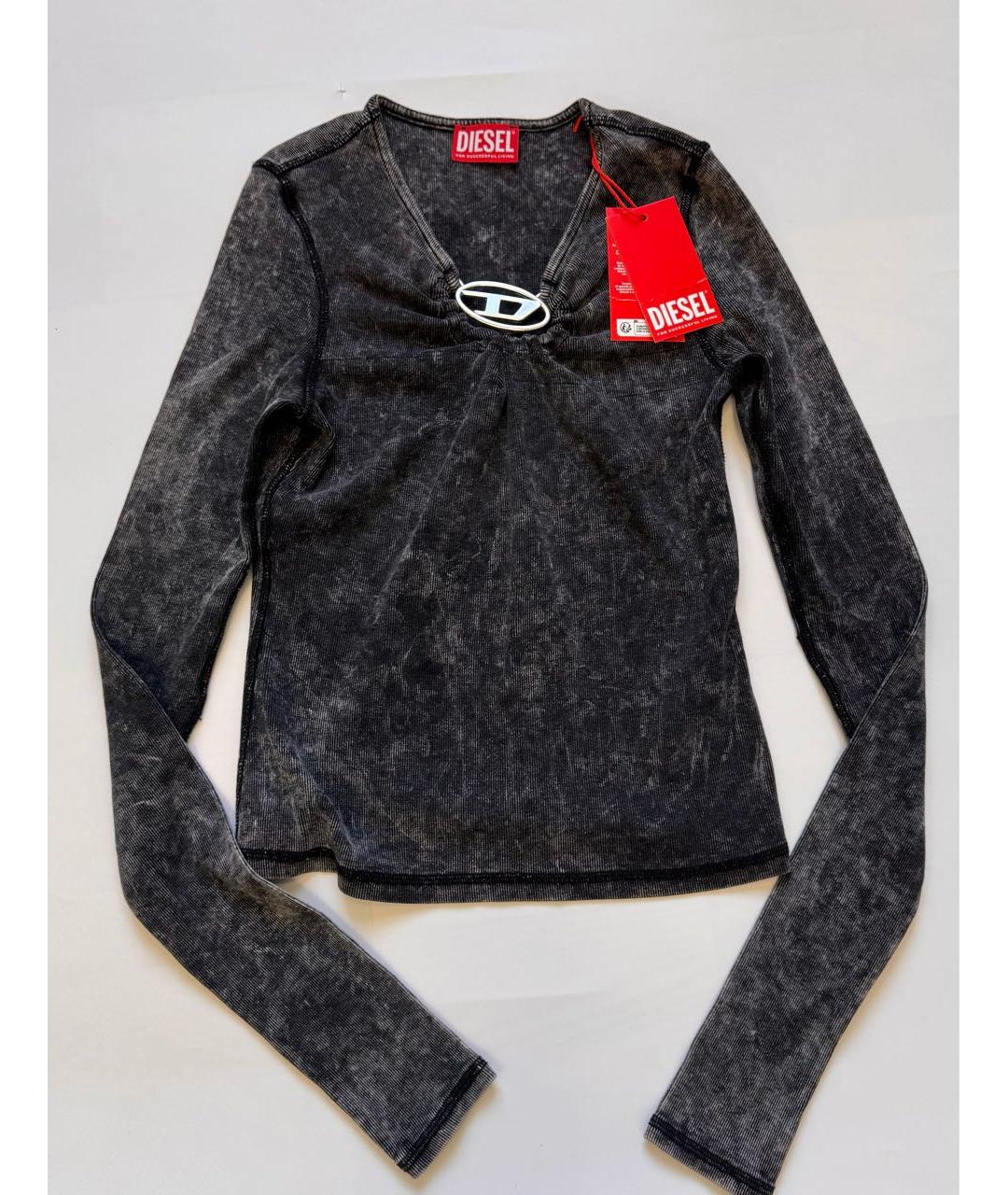 DIESEL Черный хлопко-эластановый джемпер / свитер, фото 5
