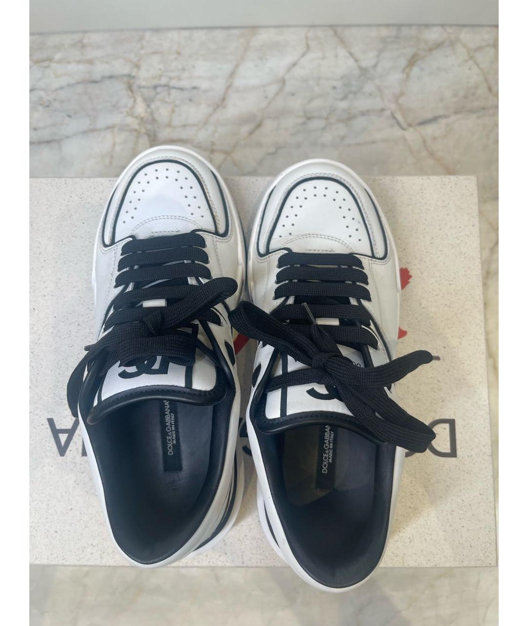 DOLCE&GABBANA Белые кожаные кеды, фото 3