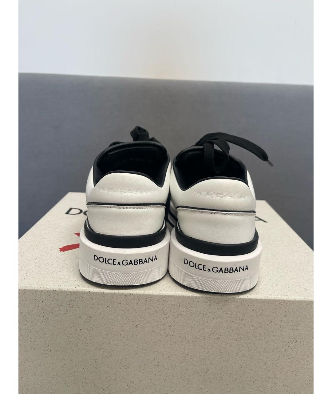 DOLCE&GABBANA Белые кожаные кеды, фото 4