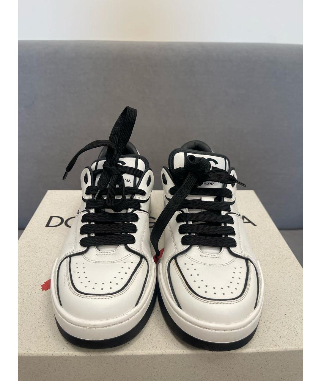 DOLCE&GABBANA Белые кожаные кеды, фото 2