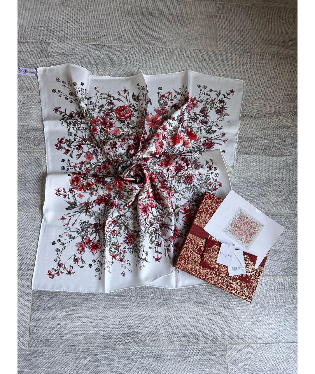 CHRISTIAN DIOR Белый шелковый платок, фото 2