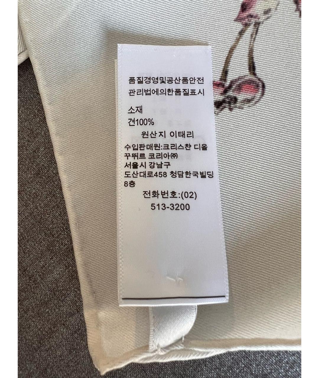 CHRISTIAN DIOR Белый шелковый платок, фото 4