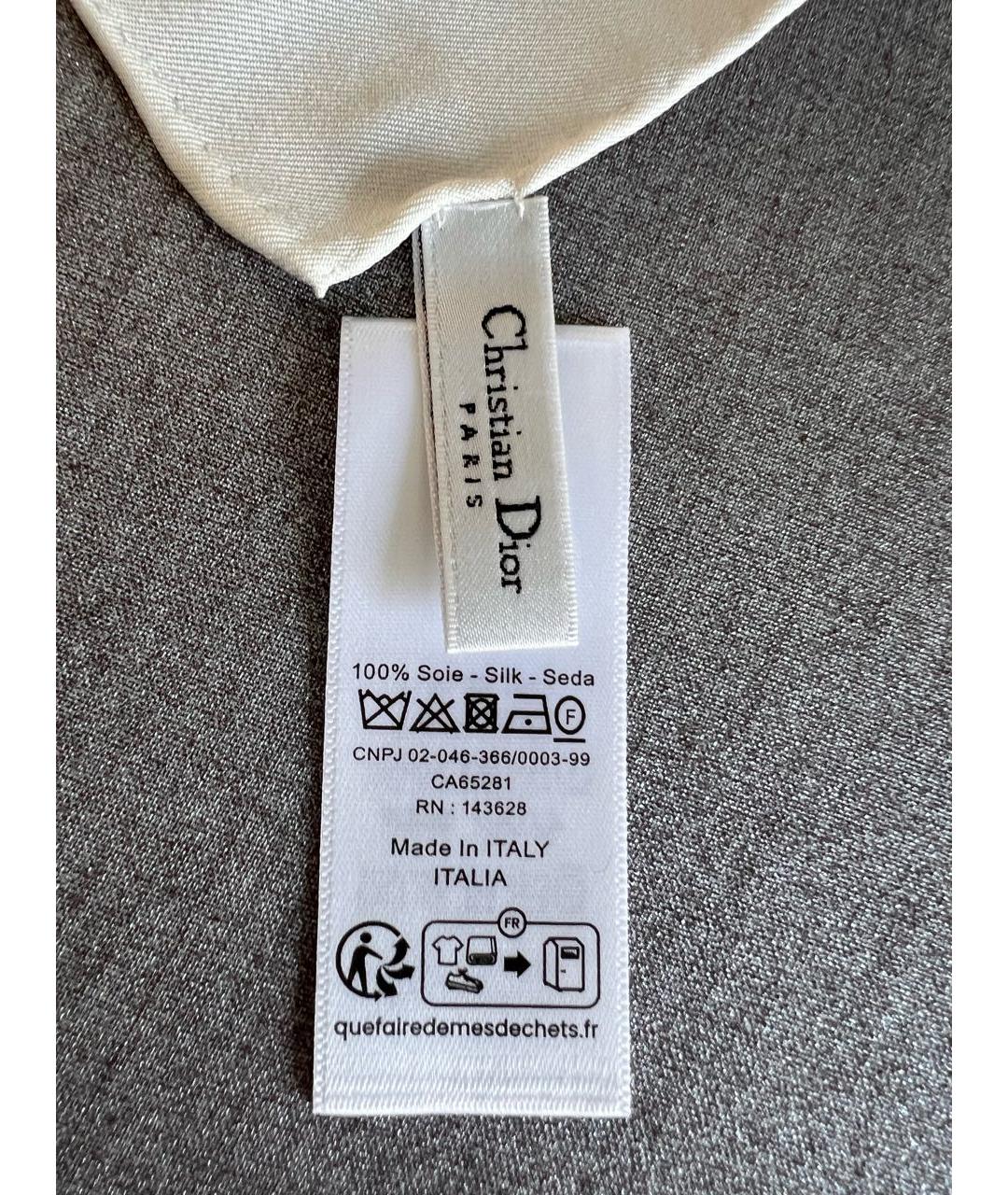 CHRISTIAN DIOR Белый шелковый платок, фото 3