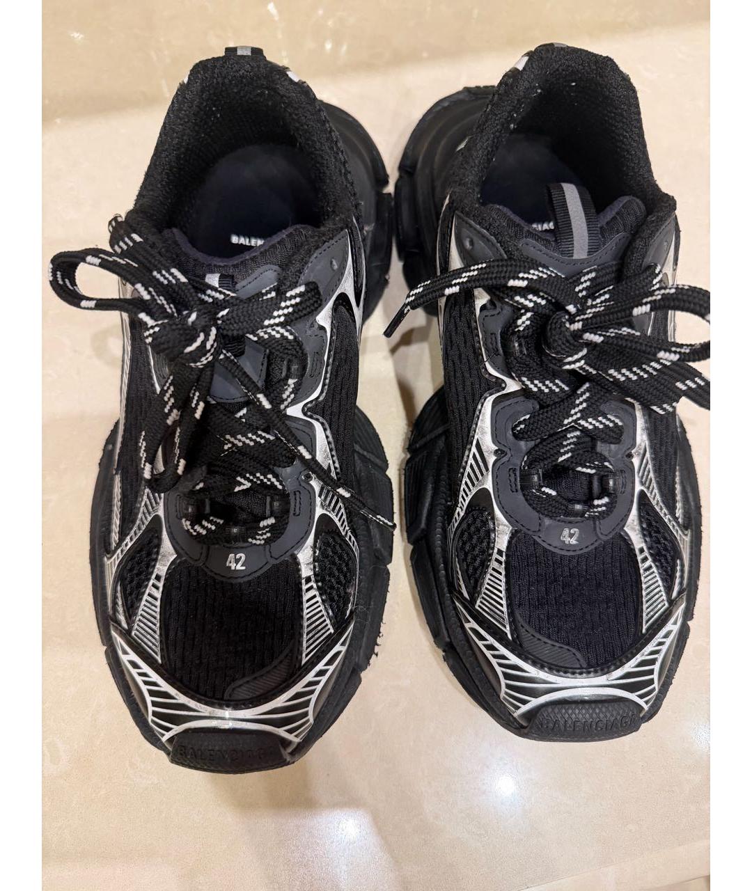 BALENCIAGA Черные кожаные низкие кроссовки / кеды, фото 2