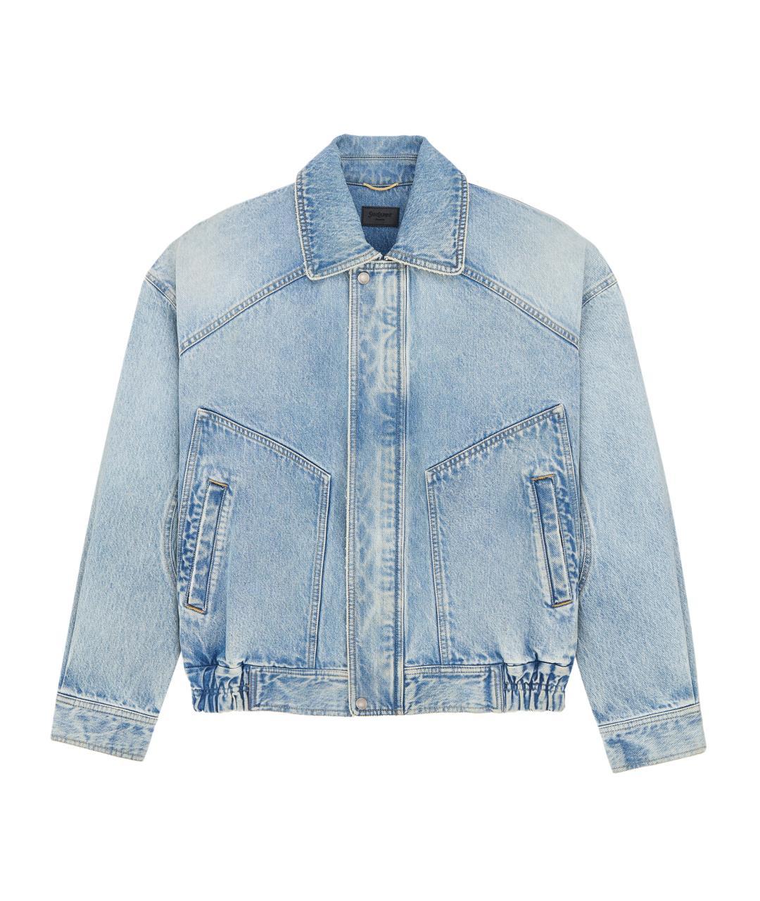 SAINT LAURENT Голубая хлопковая куртка, фото 1