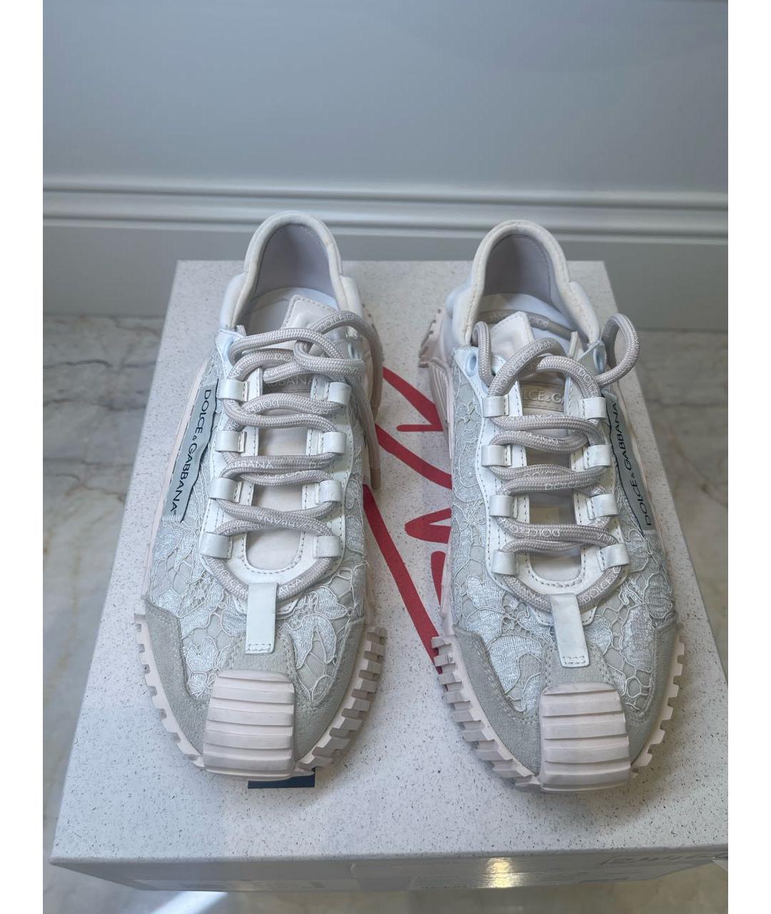 DOLCE&GABBANA Бежевые текстильные кеды, фото 2