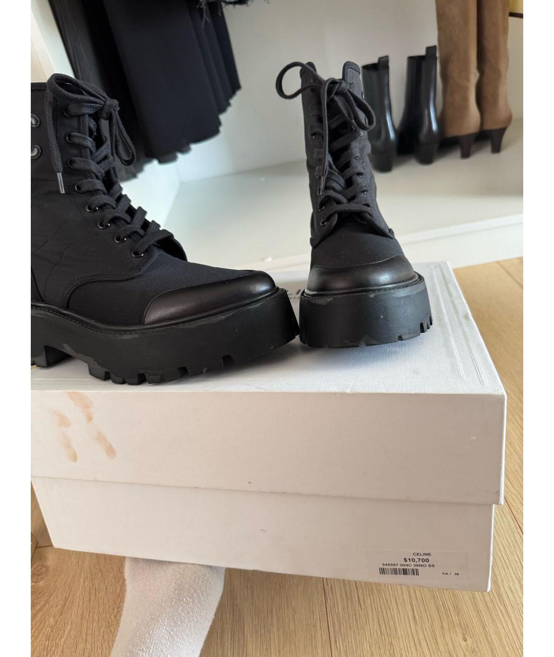 CELINE Черные текстильные ботинки, фото 4
