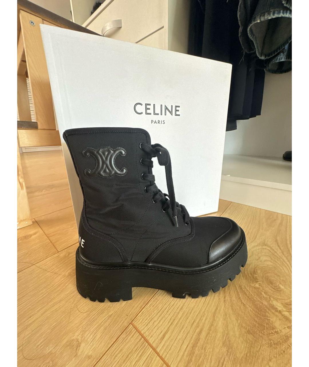 CELINE Черные текстильные ботинки, фото 8