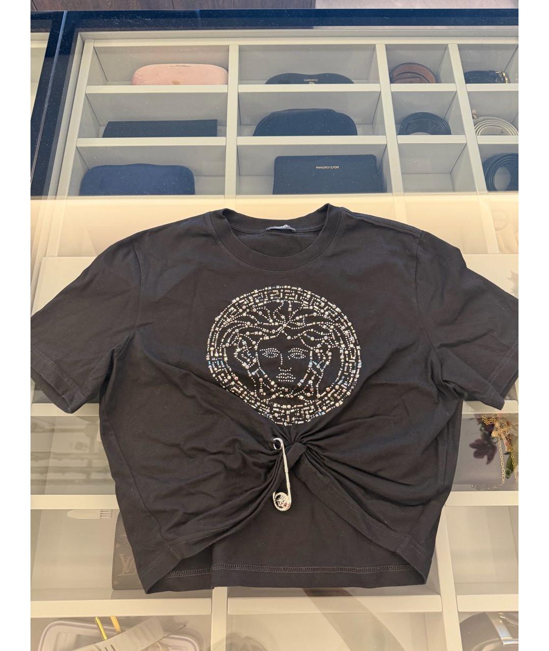 VERSACE Черная хлопковая футболка, фото 2