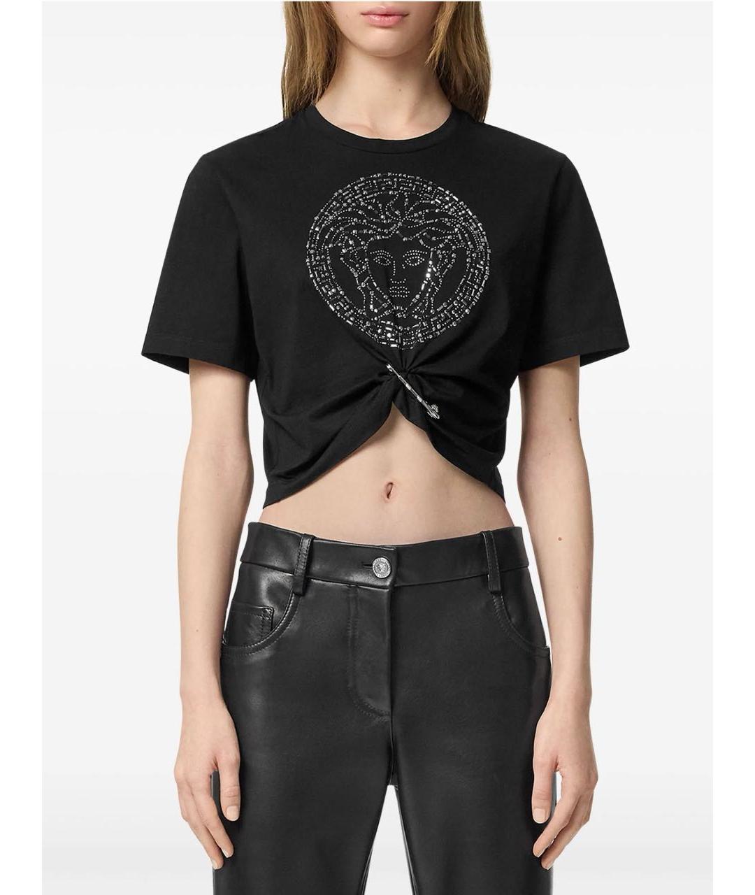 VERSACE Черная хлопковая футболка, фото 6