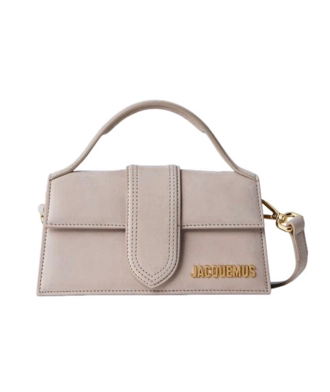 JACQUEMUS Бежевая замшевая сумка с короткими ручками, фото 7