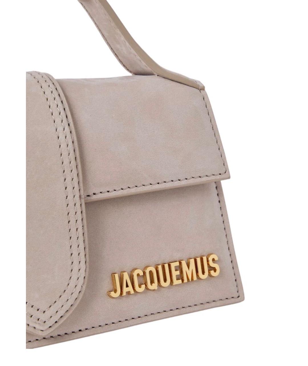 JACQUEMUS Бежевая замшевая сумка с короткими ручками, фото 4
