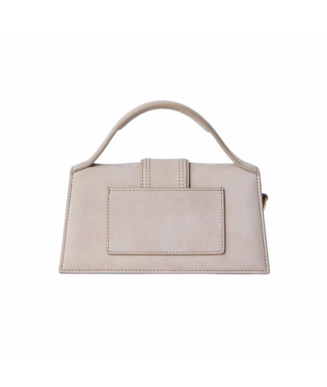 JACQUEMUS Бежевая замшевая сумка с короткими ручками, фото 5